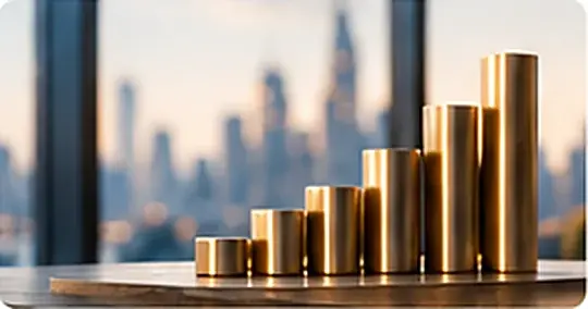Rising stacks of gold coins